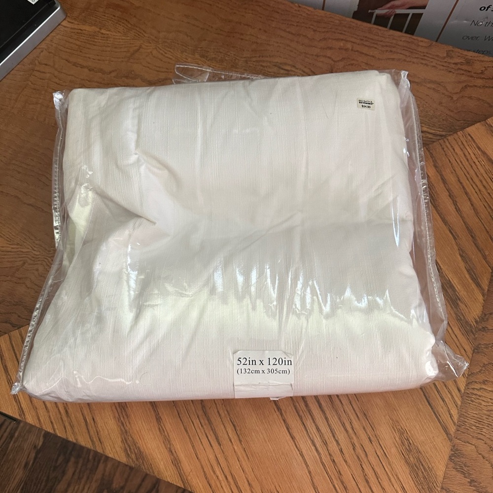 White vinyl table cloth